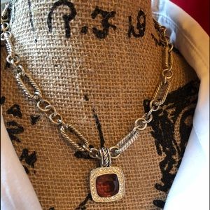 Silver /citrine/rhinestone necklace/earrings set